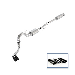 2015-2020 F-150 2.7L, 3.5L &amp; 5.0L CAT-BACK SPORT EXHAUST SYSTEM - SIDE EXIT, BLACK CHROME TIPS