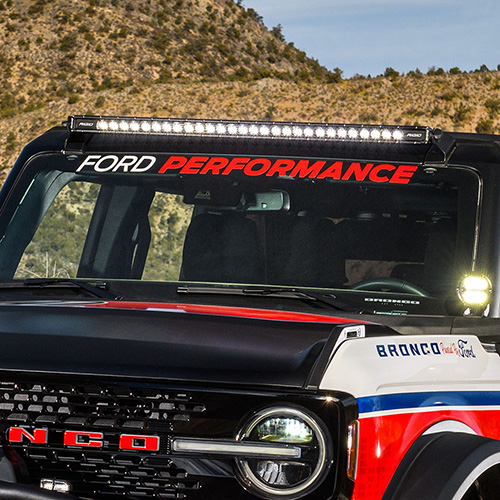 FORD PERFORMANCE BRONCO WINDSHIELD BANNER - WHITE/RED