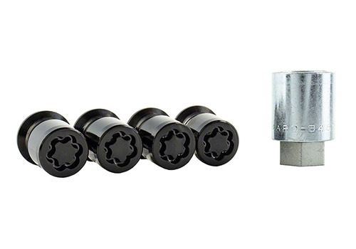 M12X1.5 BLACK SECURITY LUG NUT KIT OF 4