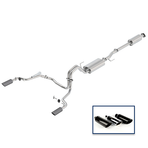 2015-2020 F-150 2.7L, 3.5L & 5.0L CAT-BACK TOURING EXHAUST SYSTEM - REAR EXIT, CARBON FIBER TIPS