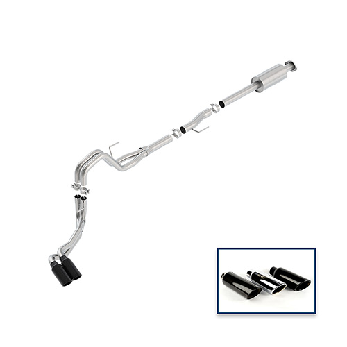 2015-2020 F-150 2.7L, 3.5L & 5.0L CAT-BACK EXTREME EXHAUST SYSTEM - SIDE EXIT, BLACK CHROME TIPS