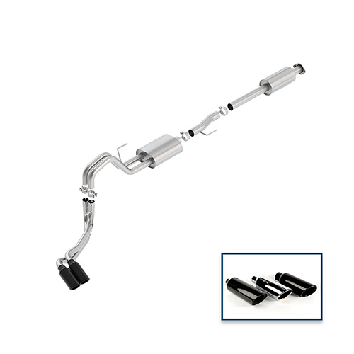 2015-2020 F-150 2.7L, 3.5L & 5.0L CAT-BACK SPORT EXHAUST SYSTEM - SIDE EXIT, BLACK CHROME TIPS