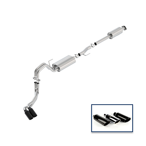 2015-2020 F-150 2.7L, 3.5L & 5.0L CAT-BACK TOURING EXHAUST SYSTEM - SIDE EXIT, BLACK CHROME TIPS