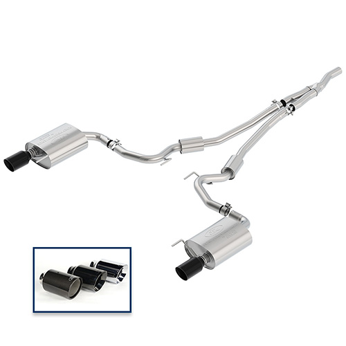2015-2023 MUSTANG 2.3L ECOBOOST CAT-BACK SPORT EXHAUST SYSTEM WITH BLACK CHROME TIPS